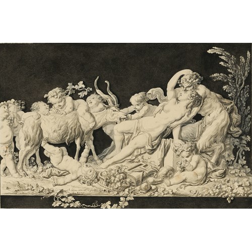 Bacchanal with a Satyr, a Nymph and Putti